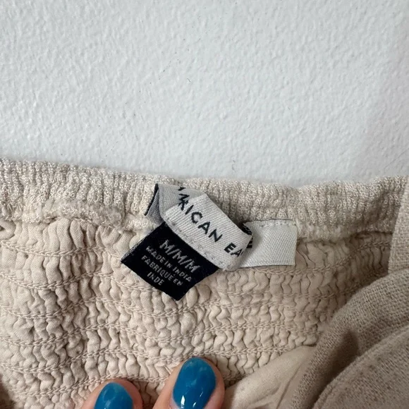 American Eagle Size M Beige Linen Women's Top - Picture 2 of 4